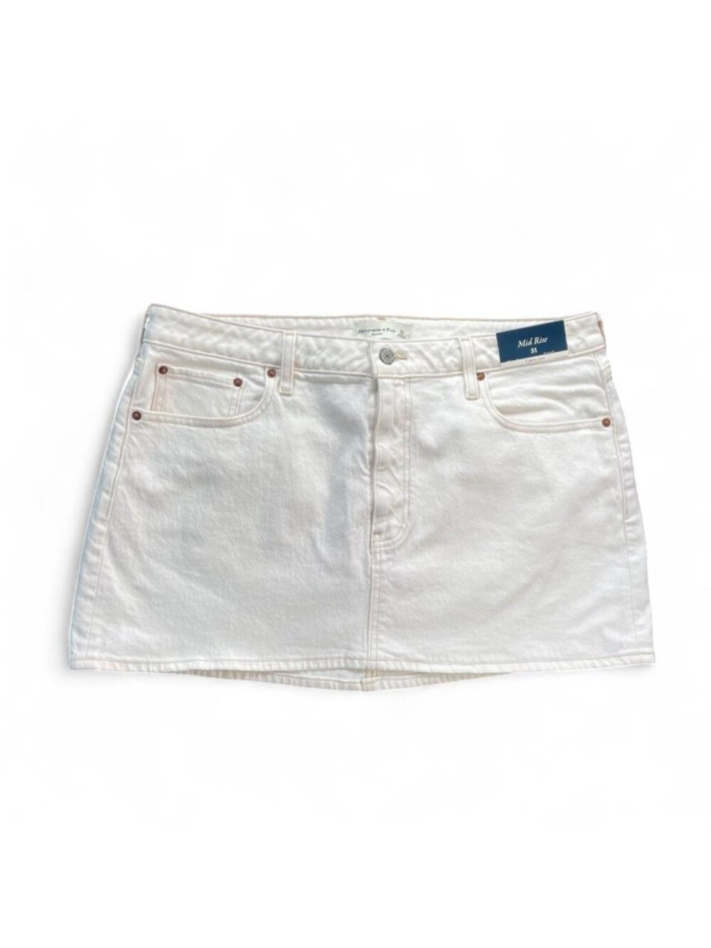Abercrombie & Fitch white denim curve love mini skirt size 31